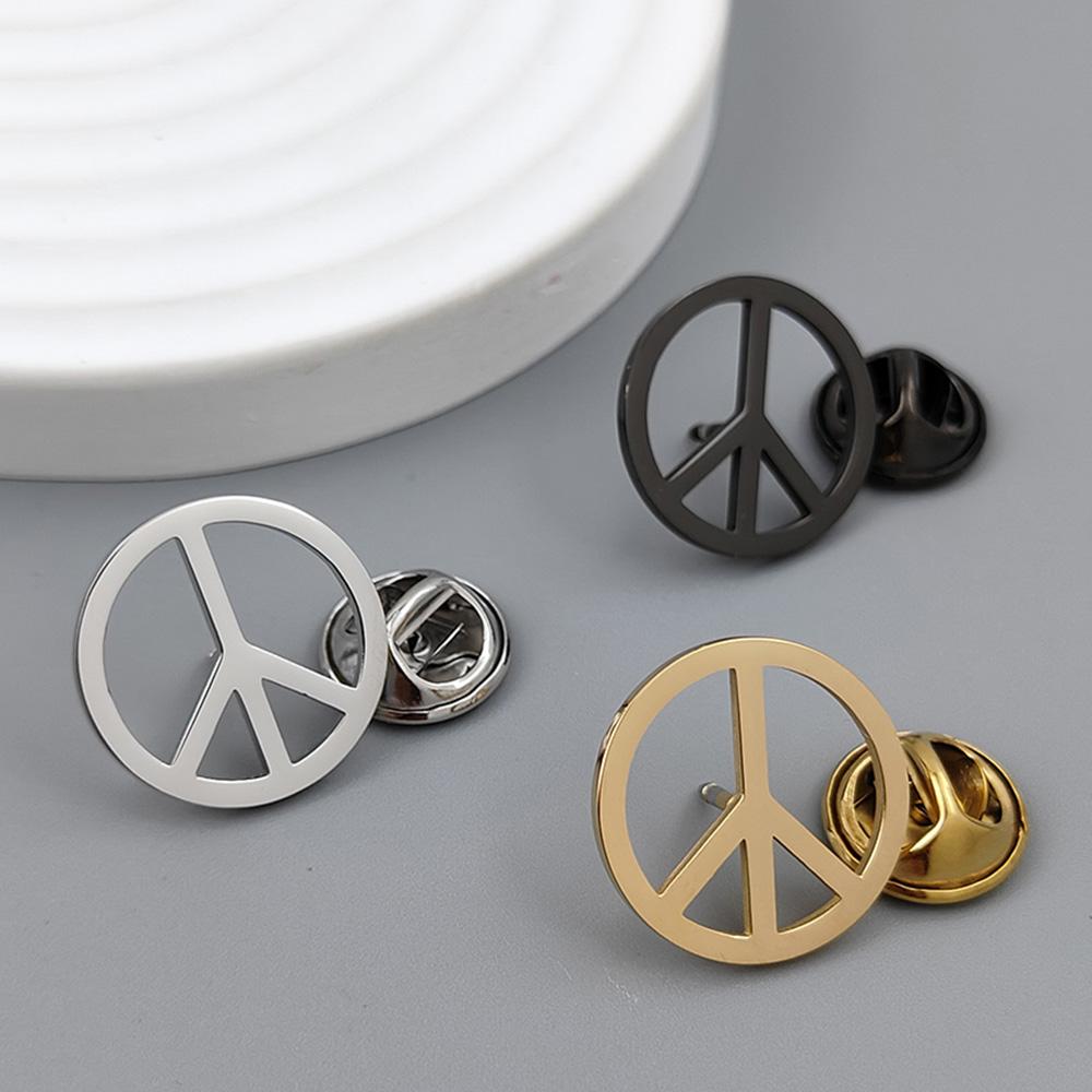 Round Gold-plated Peace Symbol Badge, Women’s Anti-exposure Buttons, Suit Lapel Pin, Collar Brooch, Formal Accessories