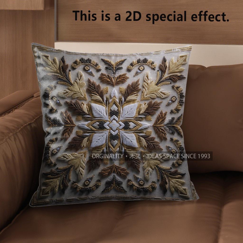 2D Intricate Floral Pattern Decorative Pillow Covers Pattern Cushion Cover Suitable For Sofa Bedroom Car Pillow Cover