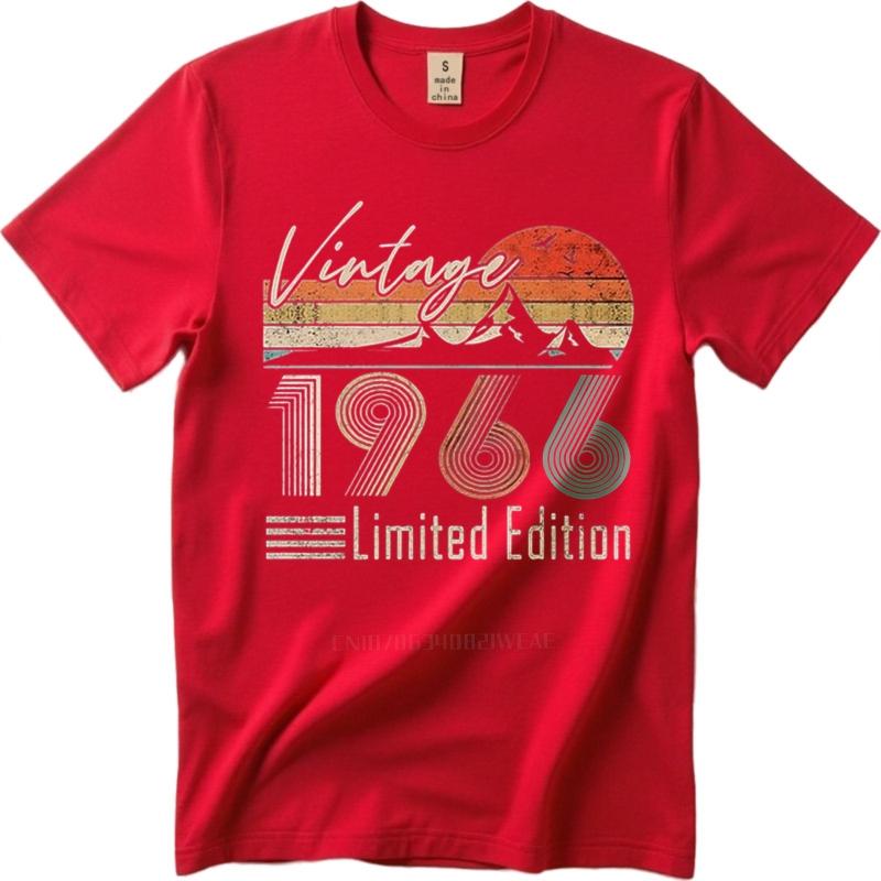 Хлопковая летняя футболка для подростков Винтажная 1966 года Ограниченный выпуск Закатные горы Короткий рукав Для тренировок Круглый вырез Футболка S