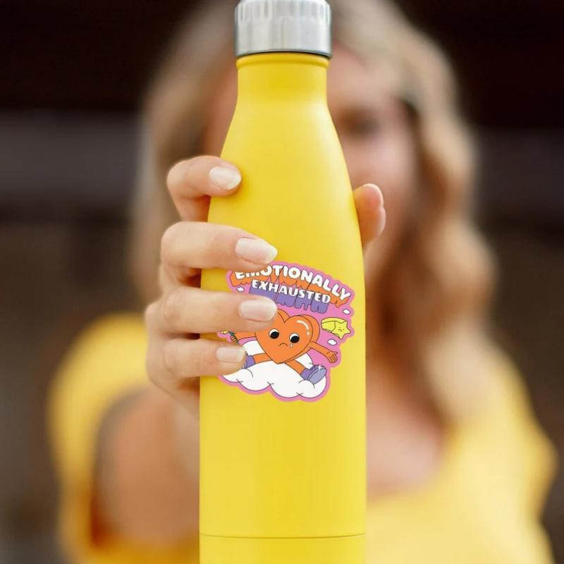 Emotionally Exhausted, Mental Health Sticker, Water Bottle Sticker, Laptop Sticker, Mental Health Awareness, Positivity Sticker, Decals