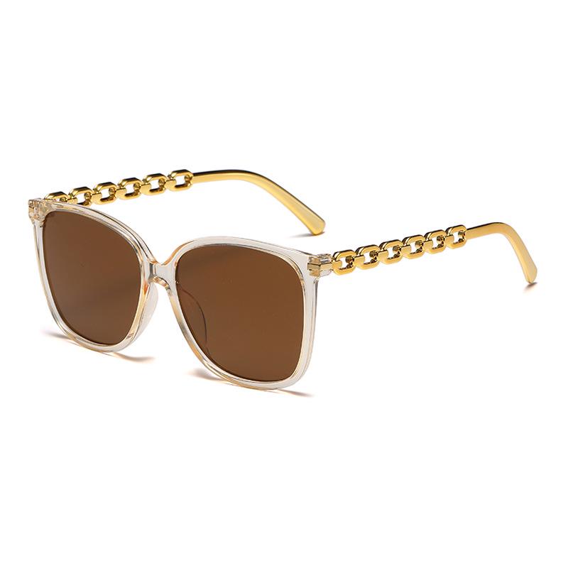 Retro Square Chain Sunglasses for Women - European & American Style, Large Frame, Trendy Street Fashion, High-End Feel, UV Protection