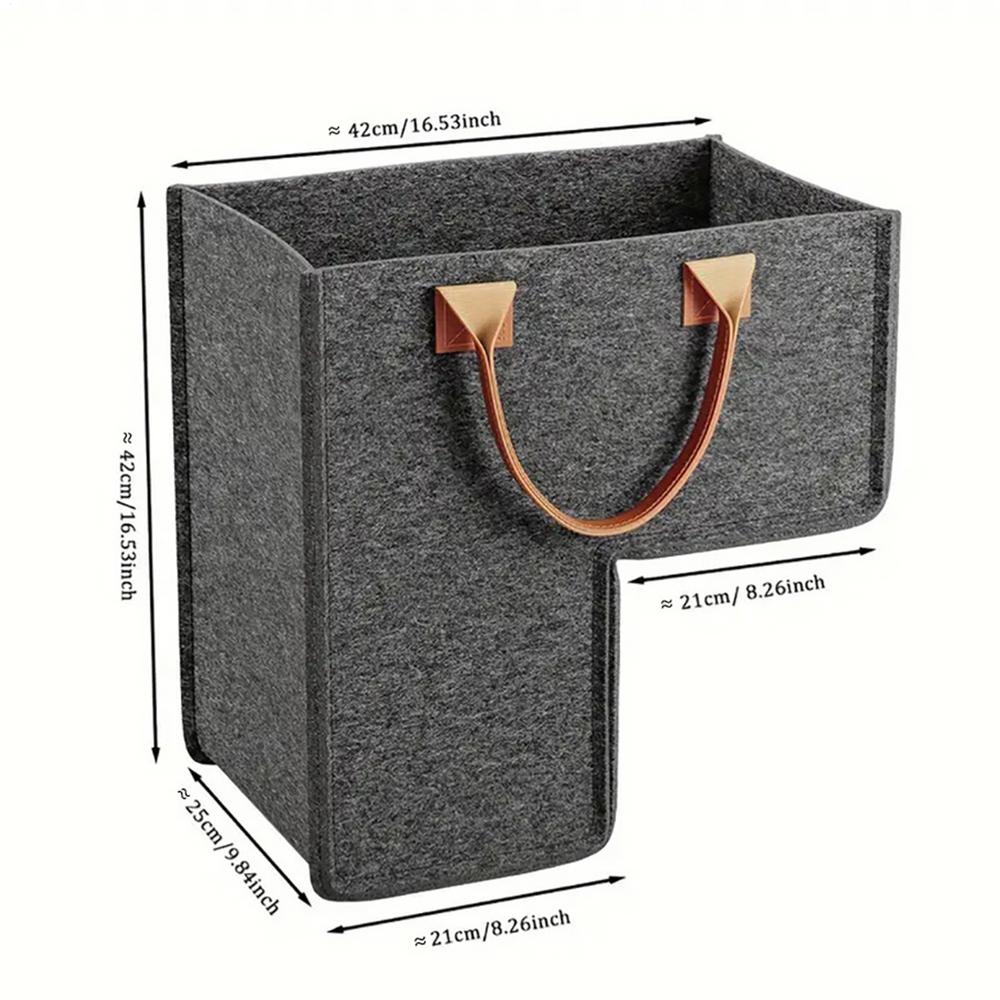 

L Shaped Felt Basket stair Space Saving Storage Bag with Handles Stairsteps Clothes Washable Ladder Basket Staircase Organizer темно-серого