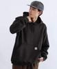 Carhartt Hoodie Sweatshirt Size Black Loose Brand Name Thick Wear Pullover, L, Men's, Unisex, Fit, Oversized, Top, Fleece-Lined, Hoodie, Fall/Winter