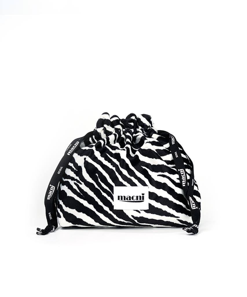 Macni Zebra String Pouch Bag White