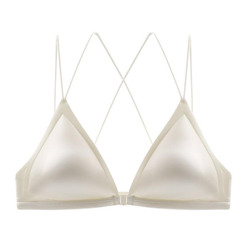 Beautiful back underwear women's small breasts gather and show big sexy front buckle triangle cup no steel ring thin seamless bra