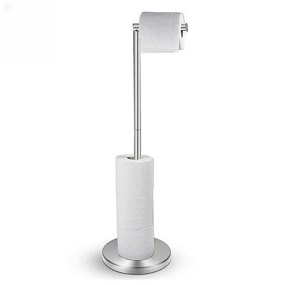 Stainless Steel Floor Standing Toilet Paper Holder, Punch-Free Vertical Rod Design