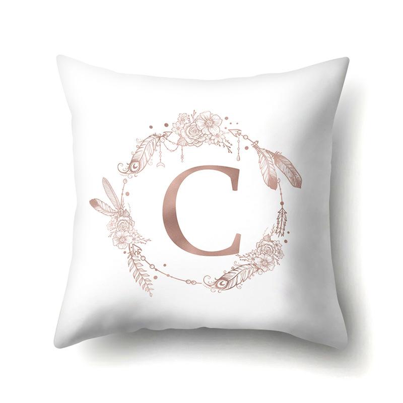 Polyester Pillow Case Home Ins Style Decorative Print Pillow Case 26 English Letter Cushion Cover