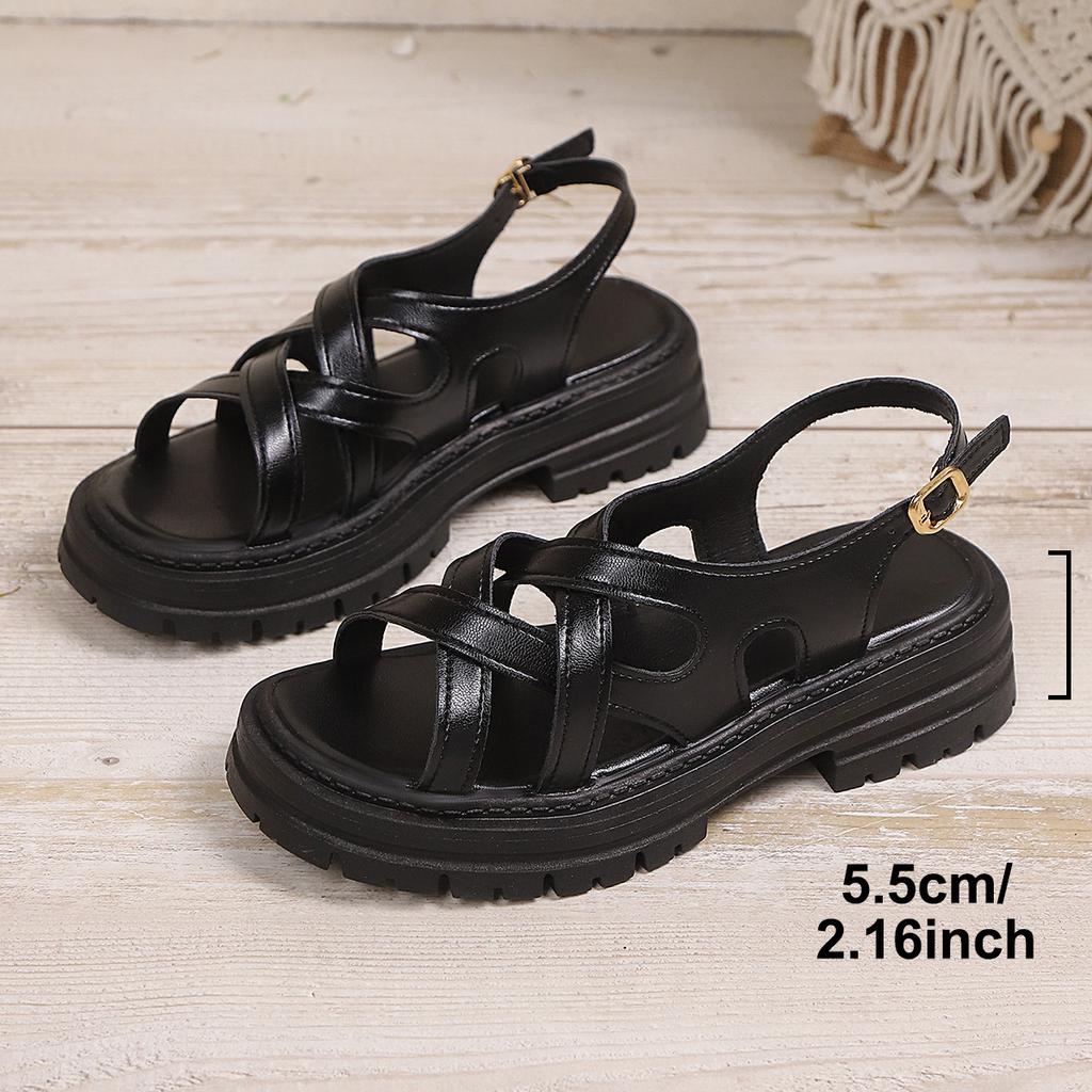 Fashion Plus-size Women's Shoes 2025 Summer and Autumn New Breathable Women's Sandals Woven Thick-soled Roman Sandals for Women