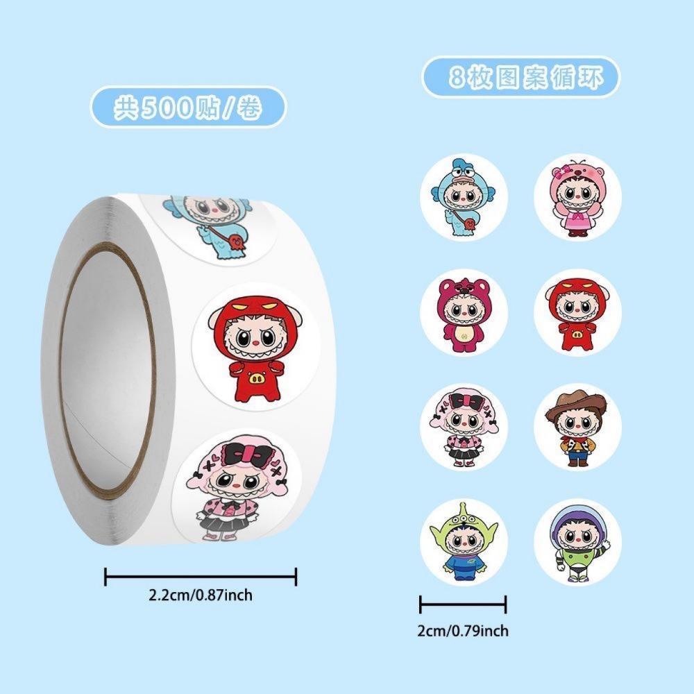 Cartoon 500 Rolls Sticker Hand Account Material Sticker Cute Animation Sealing Sticker DIY Decorative Sticker