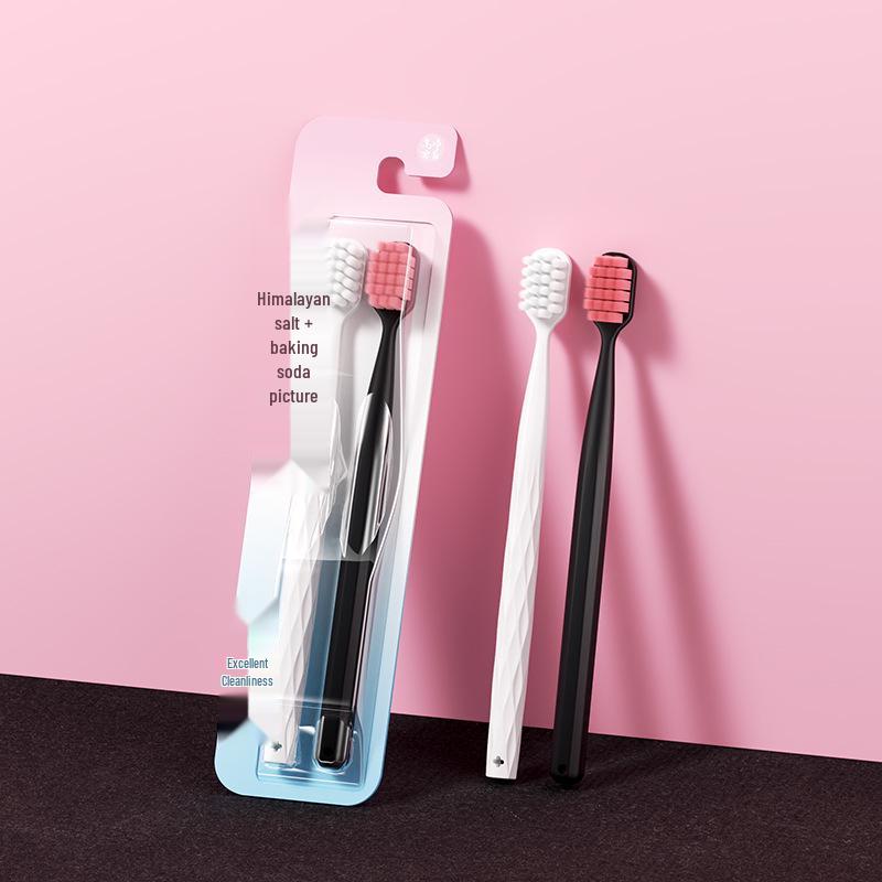 

«Двухместная зубная щетка для взрослых с мягкой щетиной — тонкая и широкая головка»