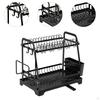 Dish Drying Rack for Kitchen Counter 2 Tiers Plate Drainer Cup Bowl Organizer