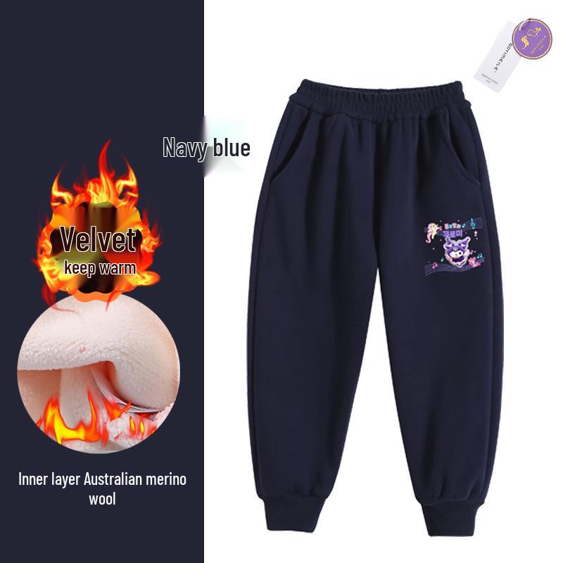 

Детские спортивные штаны на флисовой подкладке на зиму 2025 года, длинные повседневные брюки для детей 110cm-150cm/Set of 5