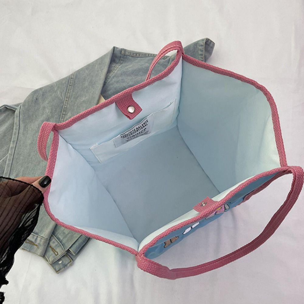 Reusable Bunny Shoulder Bag Lightweight Embroidery Basket Bag Cartoon Shopping Bag  Outdoor