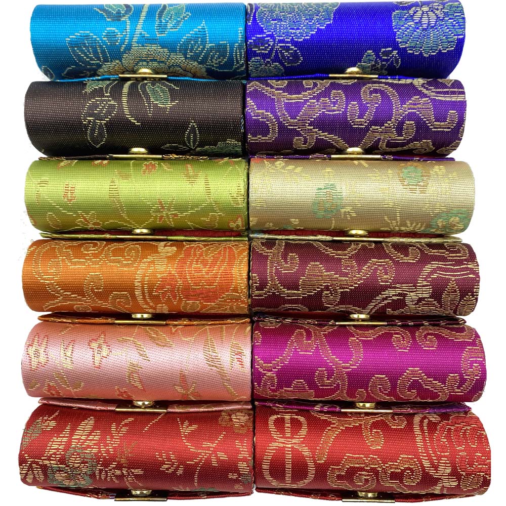 

12 Pcs/lot Women Small Cosmetic Bag Hasp Girl Lipstick Case With Mirrow Flower Silk Box Travel Makeup Bags Mini Beauty Case