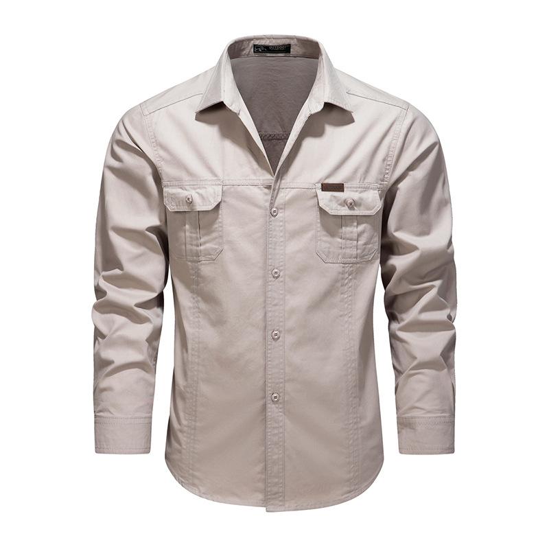 Spring and Autumn Tooling New Shirt Men's Overalls Cotton Casual Loose Inch Shirt Outdoor Men's Washed Shirt Tide