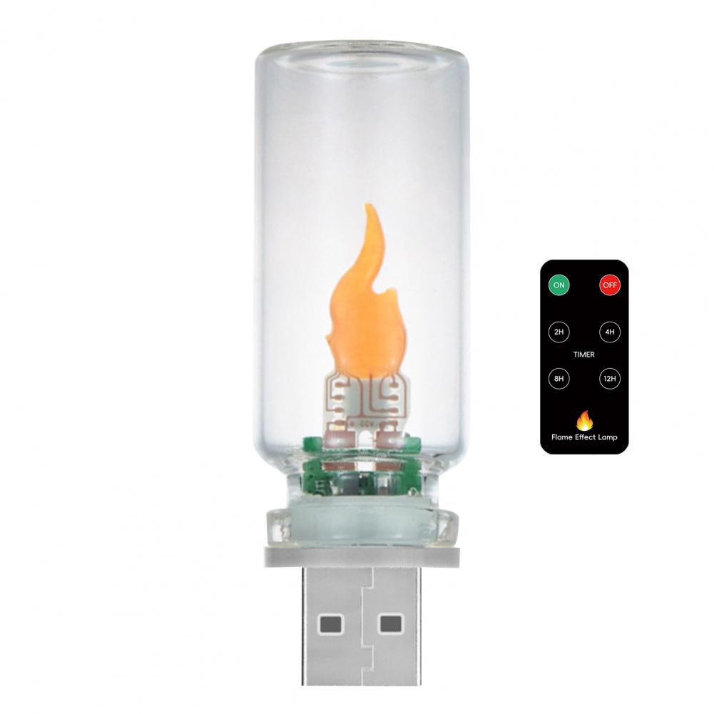 USB Flame Night Light with Touch Control Realistic Flickering LED Candle for Home Car Adjustable Brightness