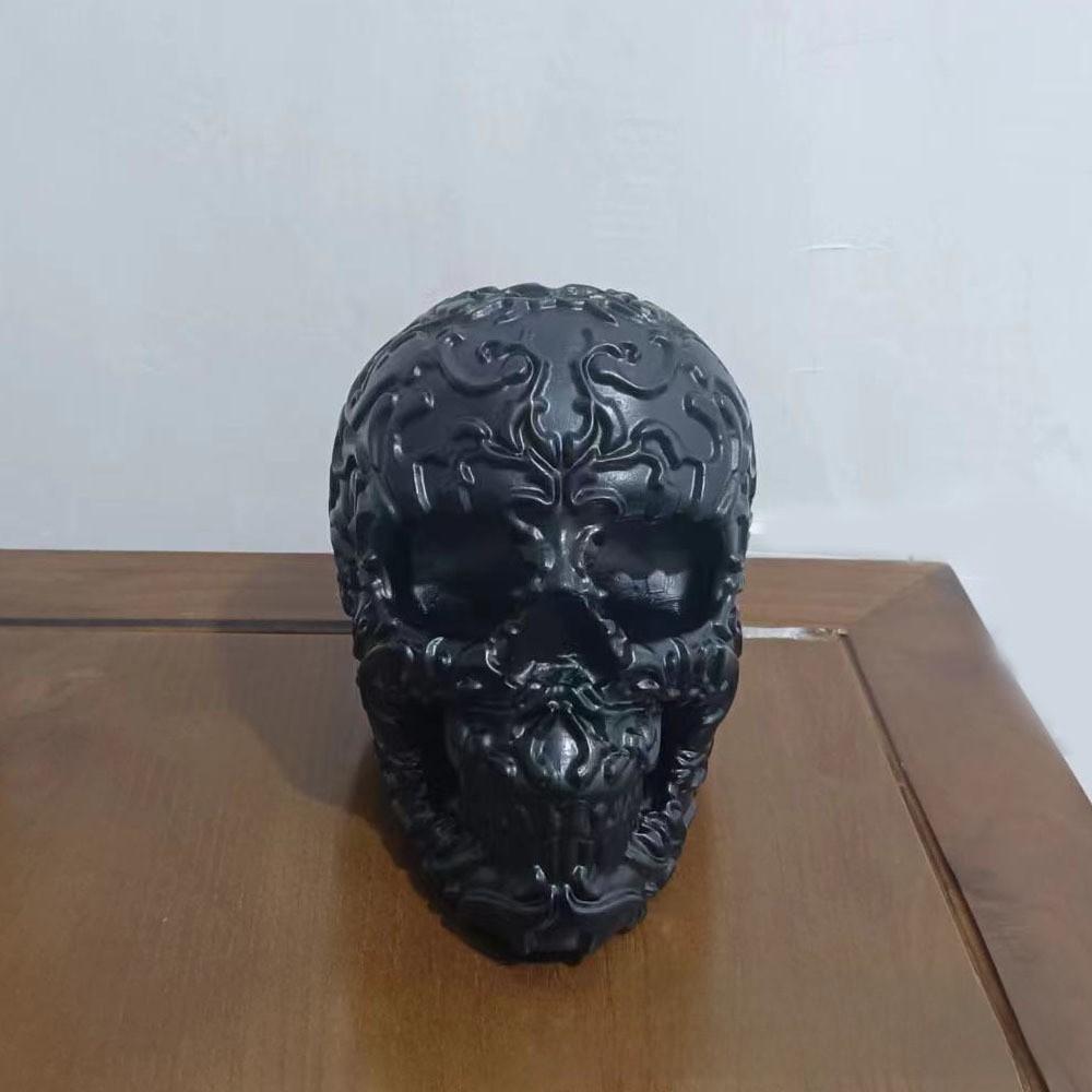 Artistic Black Skull Brush Holder Resin Accent For Halloween Inspired Home Office Decor