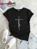 T-shirt Croce Fede Design Religioso Stampa Donne Abbigliamento Estetico Credente Devoto Top Base Bianca Manica Corta T-shirt Estiva
