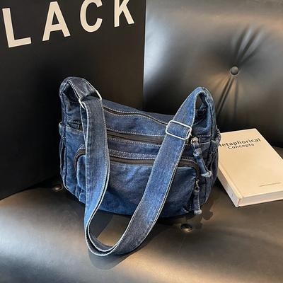 Women's Bag Retro Literary Denim Mailman Bag New Campus Commuter Messenger Bag Shoulder Bag
