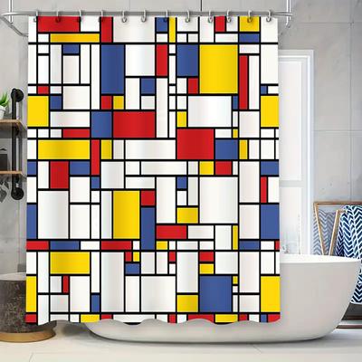 Modern Abstract Art Shower Curtain Van Gogh Style Geometric Pattern Waterproof Fabric Bathroom Decor Set