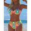 Nuovo Sexy Bikini Europeo e Americano Stampa Pizzo Allacciatura Scollo a V Costume da Bagno Donna