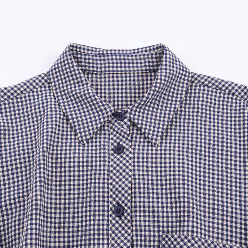 Camisa a Cuadros con Mangas Abullonadas Estilo Universitario para Mujer Otoño 2025