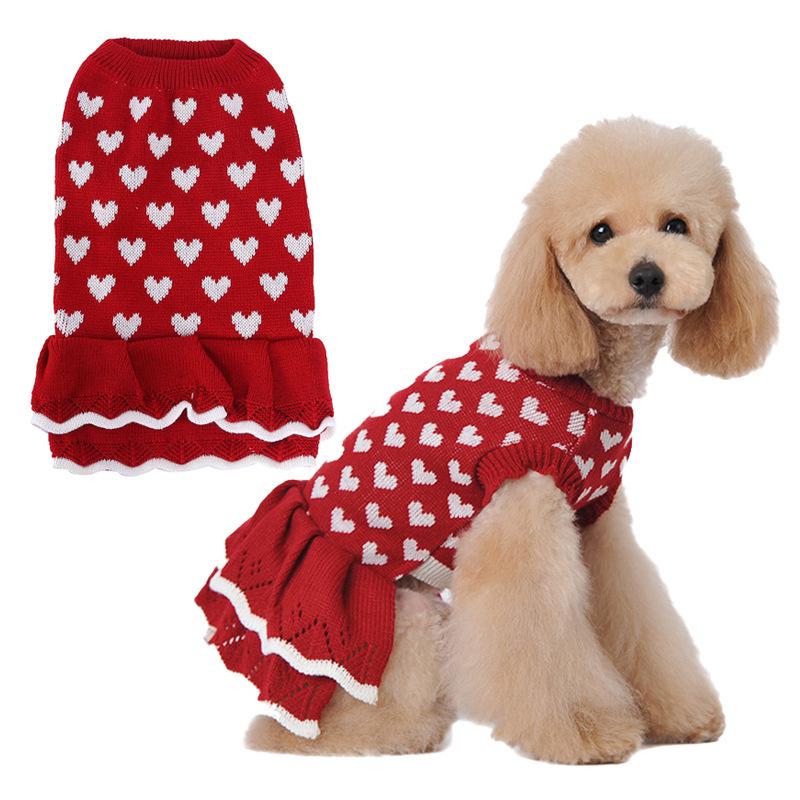 Pet Peach Heart Slim Fit Dog Sweater, Round Neck