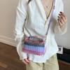 Spring and Summer New Rainbow Multi-colored Grass Woven Small Bag Casual Women's Bag Portable Shoulder Messenger Bag