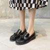 Loafers Women's British Style New Patent Leather Tassel Braided Round-toe Single Shoes with One Foot Genuine Leather Shoes