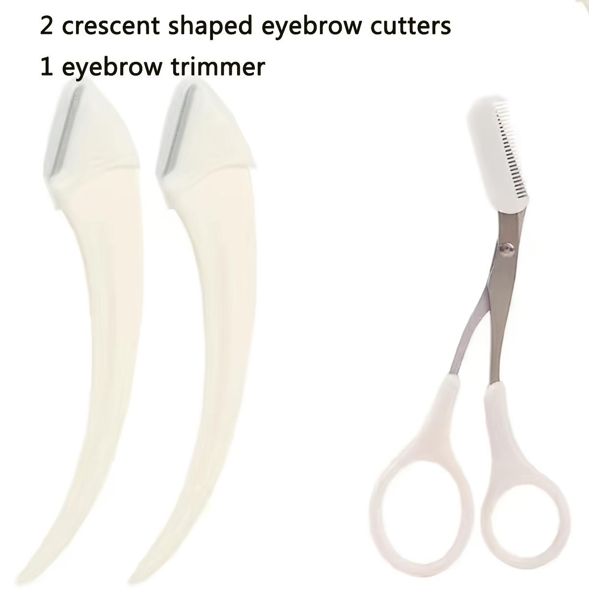 3-Curved Piece Eyebrow Trimmer Set With Razor And Comb For Beginners, Eyebrow Grooming Implements For Women PracticalDesign