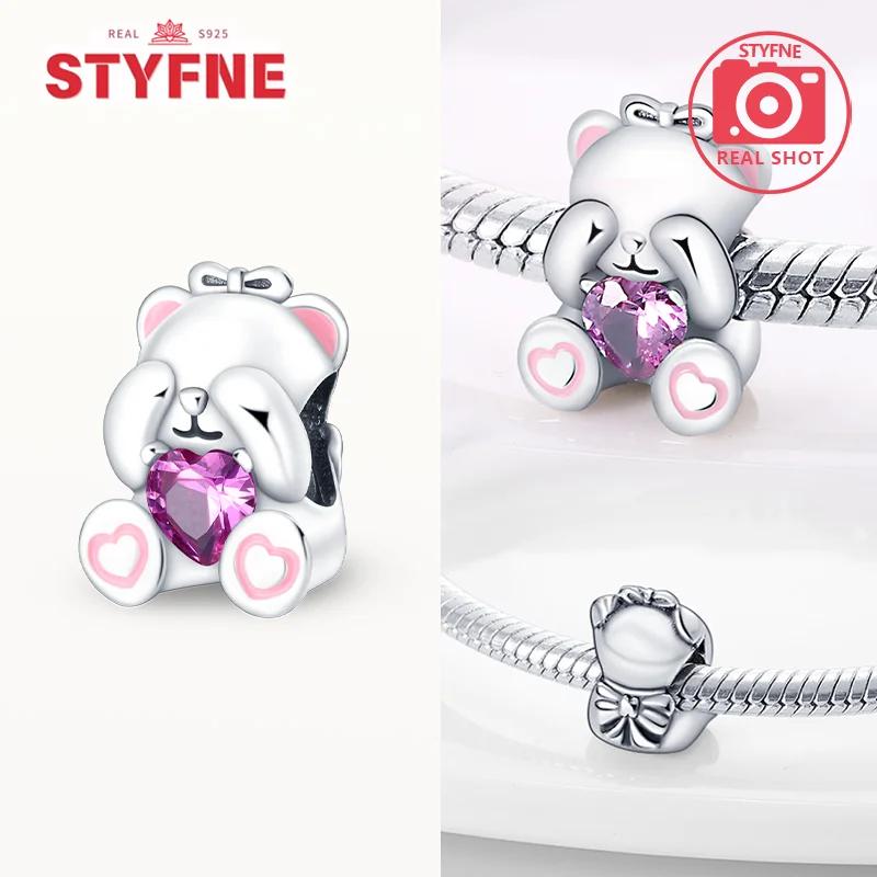 Copperpink Heart Series Cute Animals Bear Rabbit Charms Love Beads Fit Original Bracelet For Women Fine Jewelry Diy Gifts