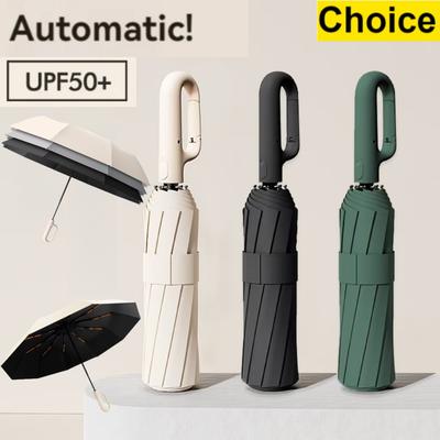 Ring Buckle Design Fully Automatic Umbrella for Men Folding Extra Large Strong Strong WOMEN'S Sunshade Double Umbrella