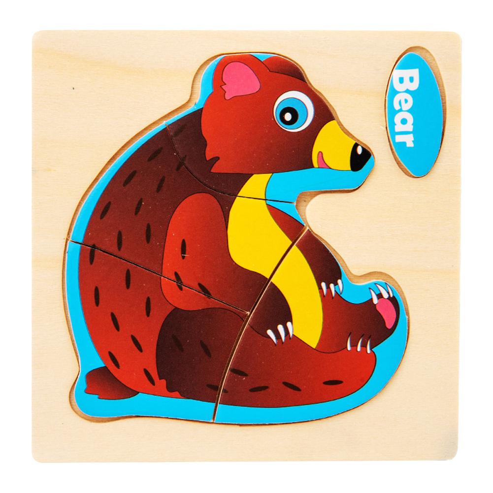 Wooden 3D Jigsaw Puzzle For Kids Educational Toys Cartoon Animal Vehicle Traffic Early Learning Intelligence Toy