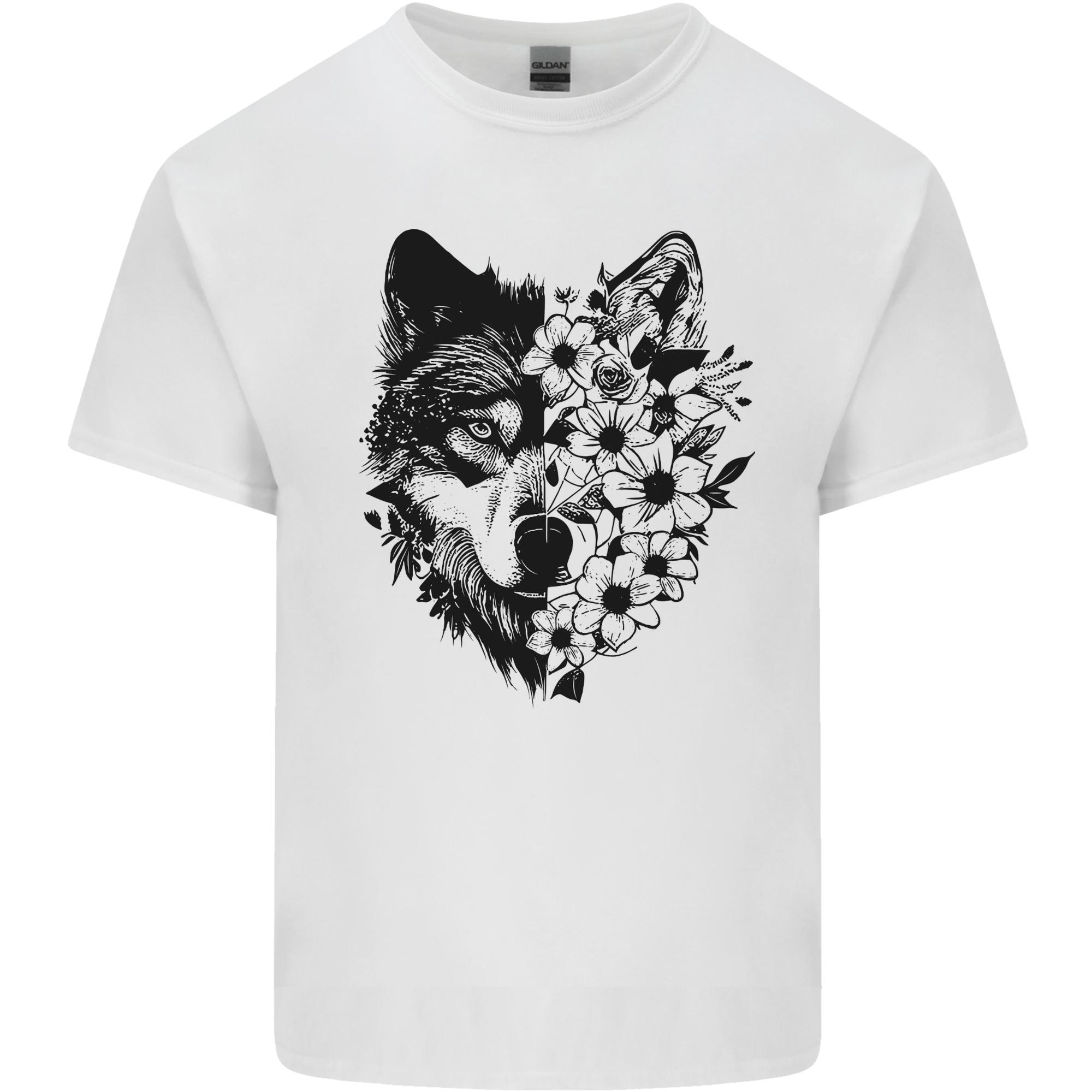 Wolf Flowers Unisexs Light Cotton TShirt S