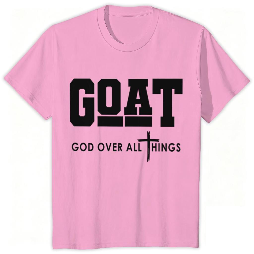 GOAT God Over All Things Tshirts Christian Cross Graphic T Shirts Short Sleeve Tee Unisexs Clothes Religious Faith Print Clothing