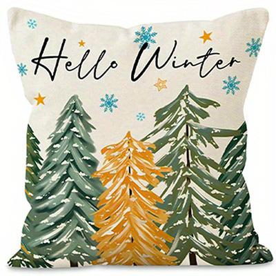 Home Decor Christmas & Winter Themed Pillow Covers Pattern Cushion Cover Suitable For Sofa Bedroom Car Pillow Cover