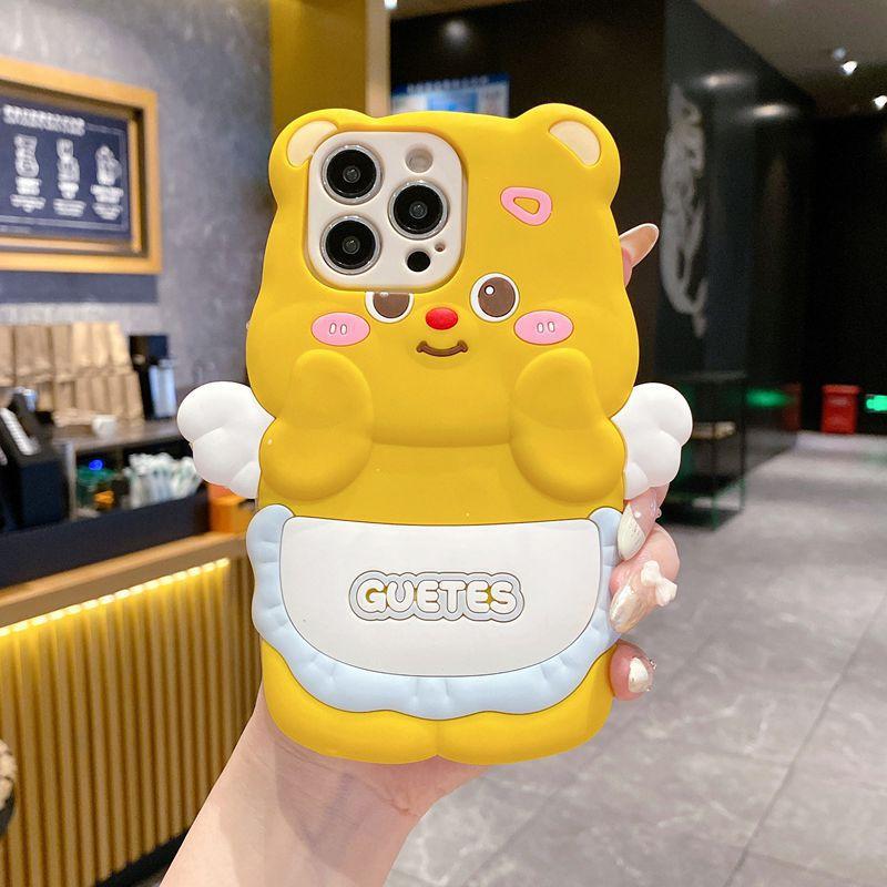 Cute three-dimensional suitable for OPPO A5x mobile phone case, bear Labu Reno13F cartoon couple protective case soft