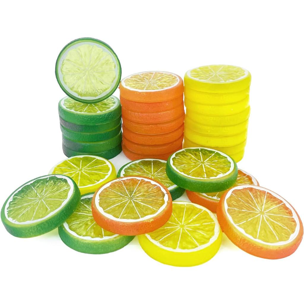 6 Artificial Lemon Slices Blocks Props Simulation Fake Fruit Realistic Model Party Home Kitchen Restaurant Christmas Decoration