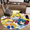 1pc Sailor Moon Anime Cartoon Design Round Carpet  Office Chair Mat, NonSlip Rug for Home Decor, Living Room, Bedroom