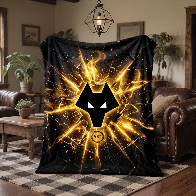 Wolverhampton Wanderers Football Print Flannel Blanket Soft Warm Sofa Bed Throw Blanket For Home Office Bedroom