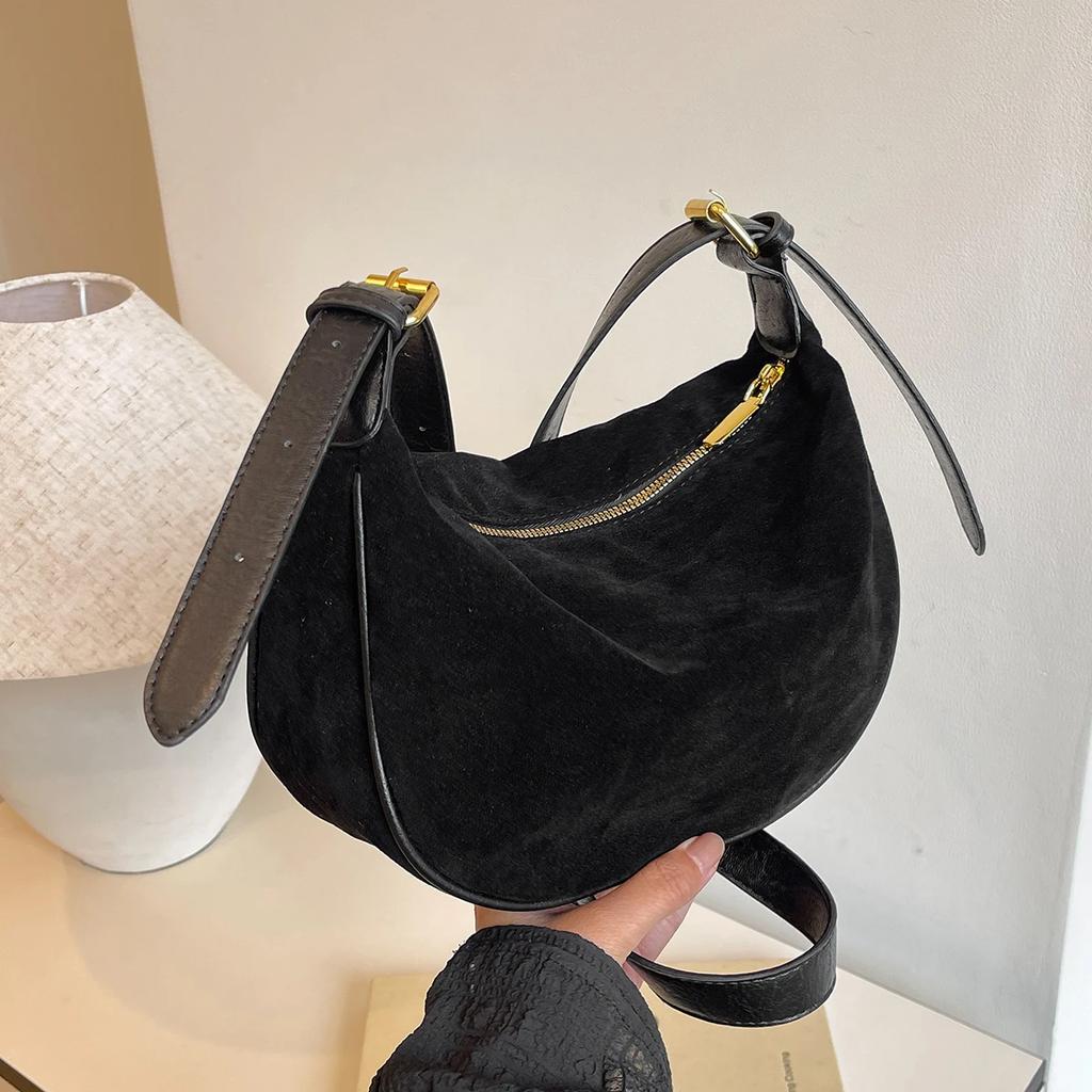 Retro feminine bag with advanced texture versatile underarm niche design new fashion saddle bag