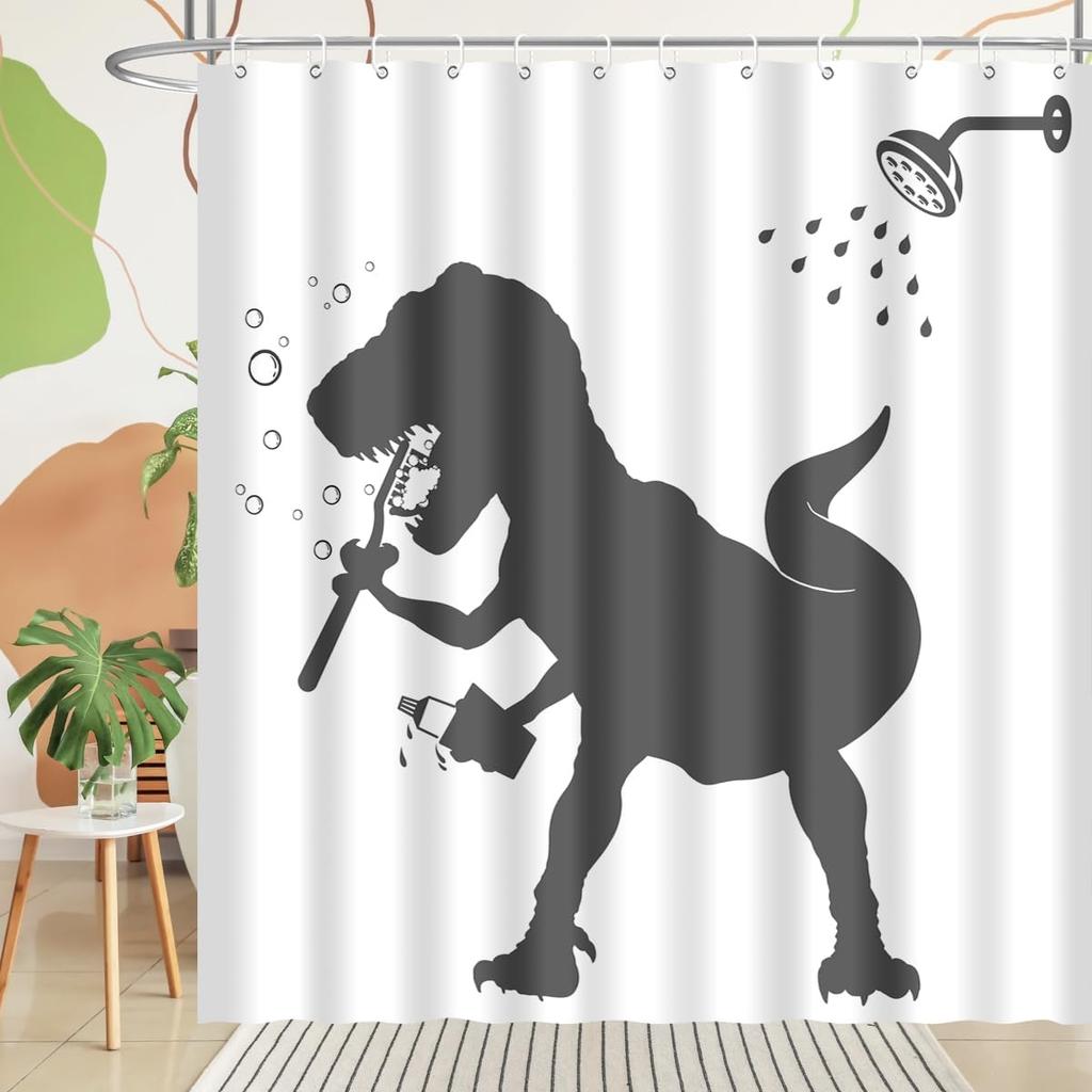 Funny Lovely Dinosaur Elephant Shower Curtain Cute Animal Take Bath Waterproof Fabric Bathroom Curtain with Hooks Home Decor