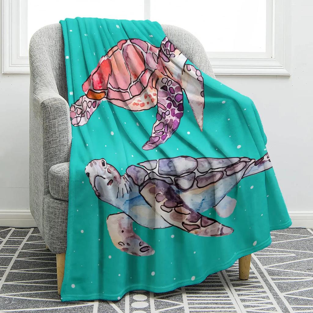 Flannel Fleece Bed Blankets Lightweight Cozy Throw Blanket for Couch Sofa Bedroom Adults Teen Sea Turtle Ocean Animal Landscape