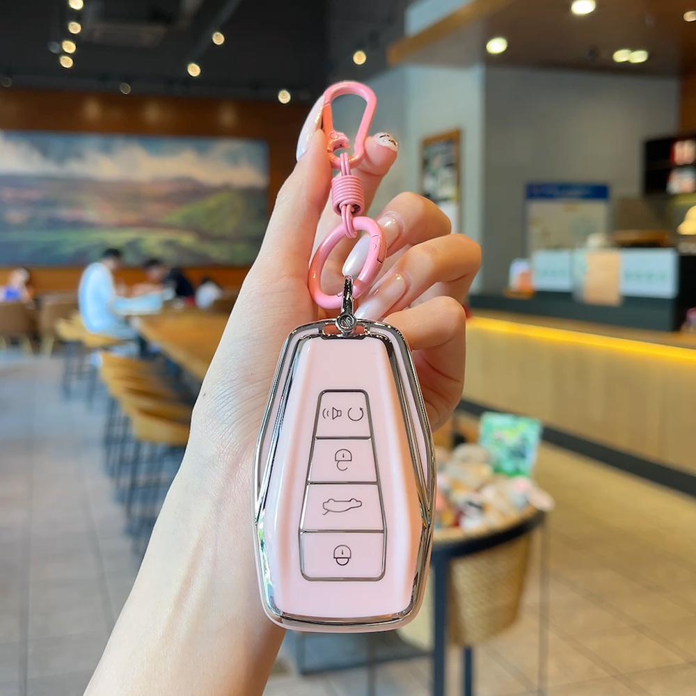 Car Key Case Fob Cover For Geely Coolray Keychain Remote Protection Cover Bag Shell With Housing Keychain Car Accessories