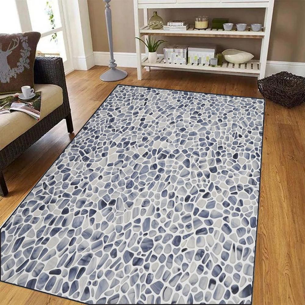 New Large Stone Pattern Outdoor Rug Non-Slip Mat For Patio Garden RV Camping Durable Polyester Indoor Outdoor Holiday Decor