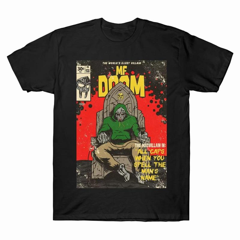 MF DOOM Rapper Grafické Bavlněné Tričko Unisex Denní Ležérní Top Módní Vše-ladící Volná Černá Bílá Trička Muži Ženy Krátký Rukáv