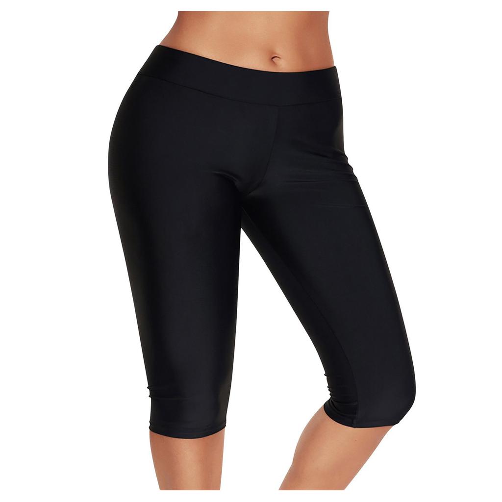 Flat Angle 7-point Knee Length Pants Sports  Swimming Trunks Sunscreen Swimsuit Women