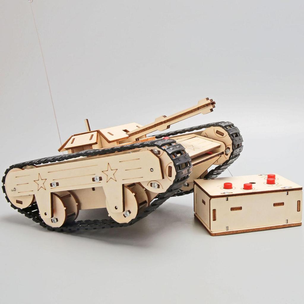 STEM Kits, Remote Control Tank, 3D Wooden Puzzle, Education Science Experiment Model Kits for