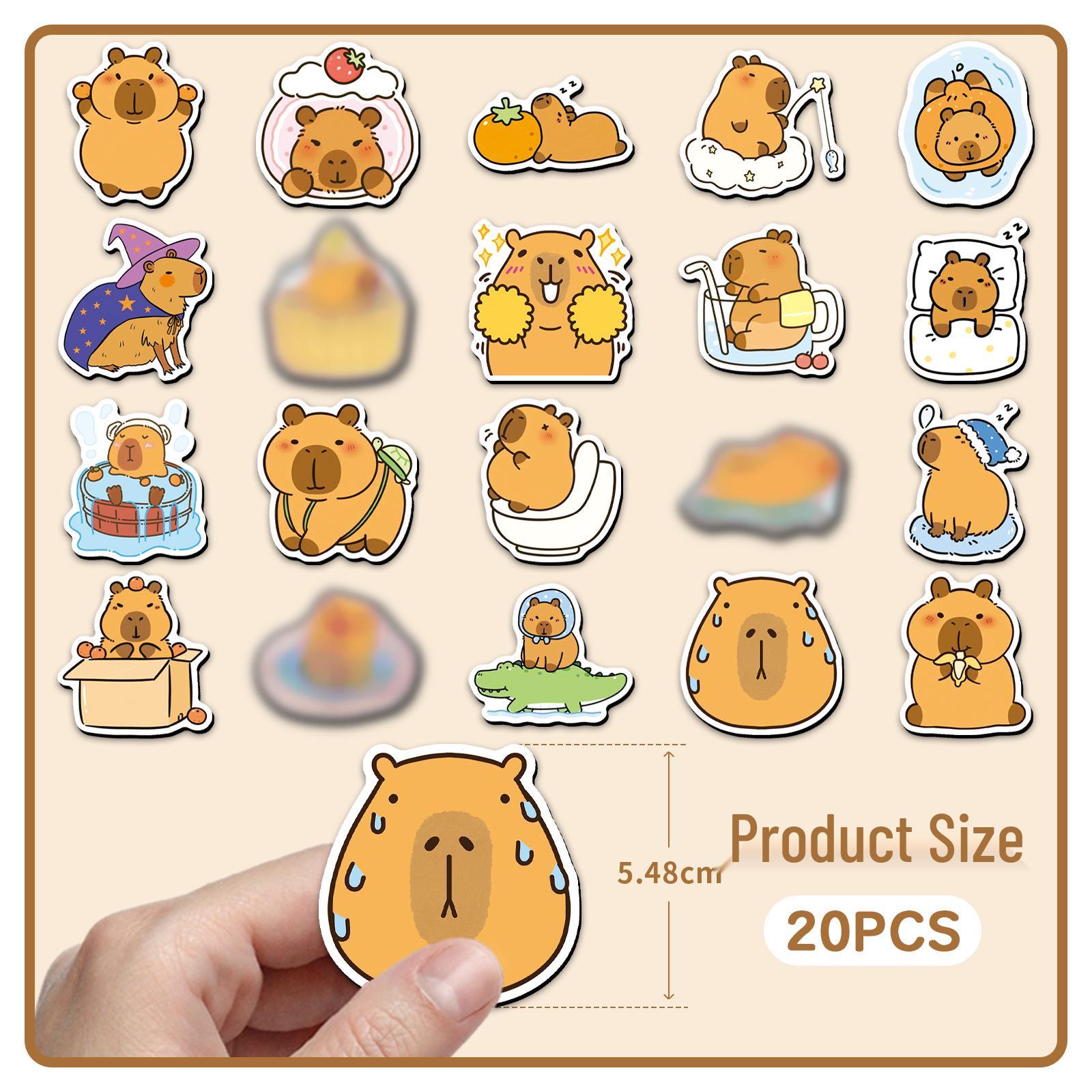20-Piece Capybara Cartoon Magnetic Refrigerator Stickers - Waterproof and Creative Design 5.5-8.5 cm