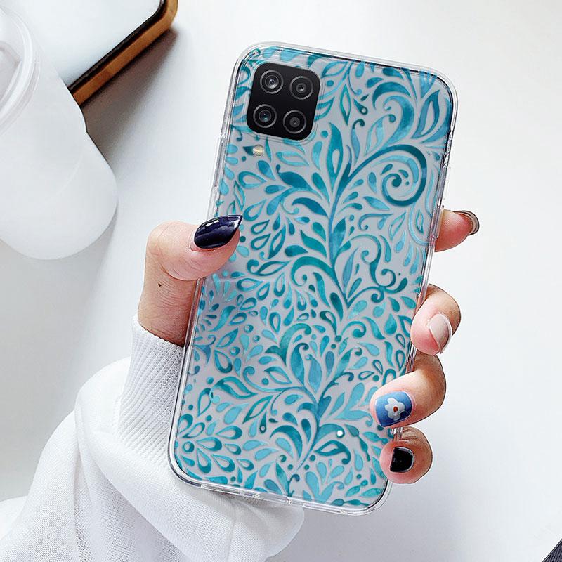 Phone Case For Samsung A12 M12 F12 Floral Silicon Cover For Samsung Galaxy A12 5G Fundas Coque Transparent Soft Capas Flower TPU
